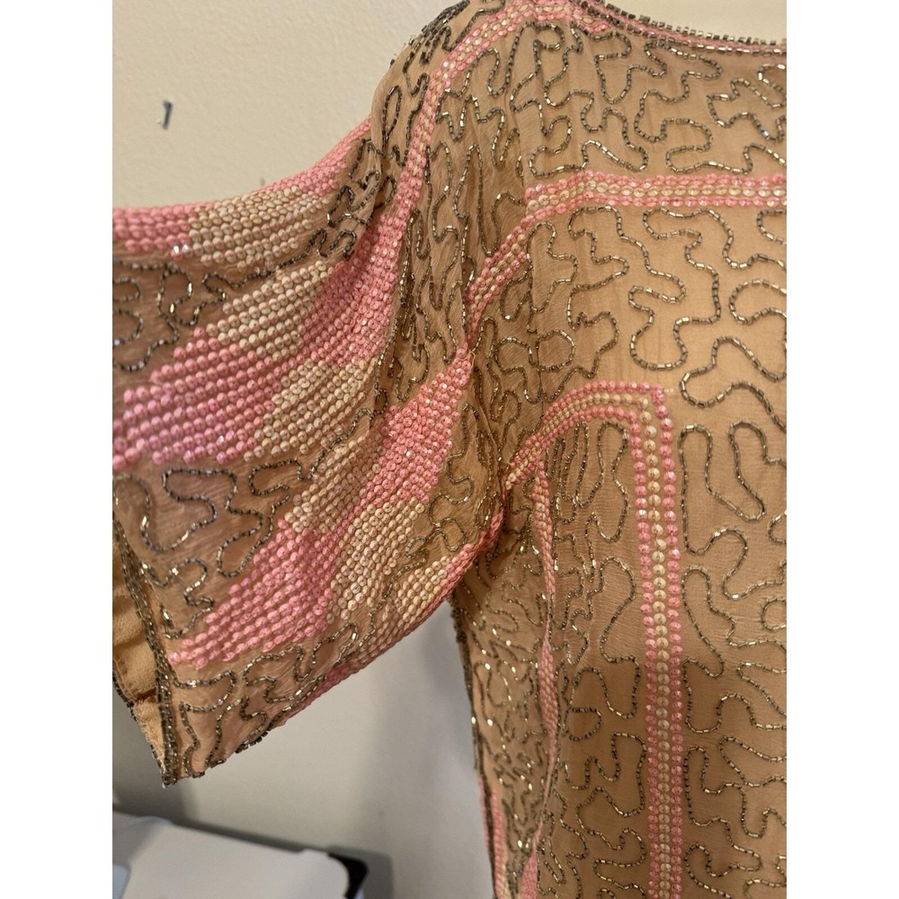 Beaded Pink and Nude Tunic Top